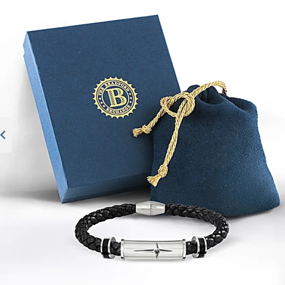 COPY - BNIB NOT ENGRAVED Bradford Exchange Mens Leather Bracelet Not Engraved - Picture 1 of 4